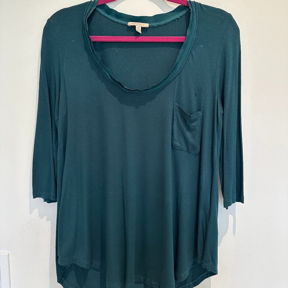 Bordeaux Anthropologie Emerald Green Long Sleeve Top